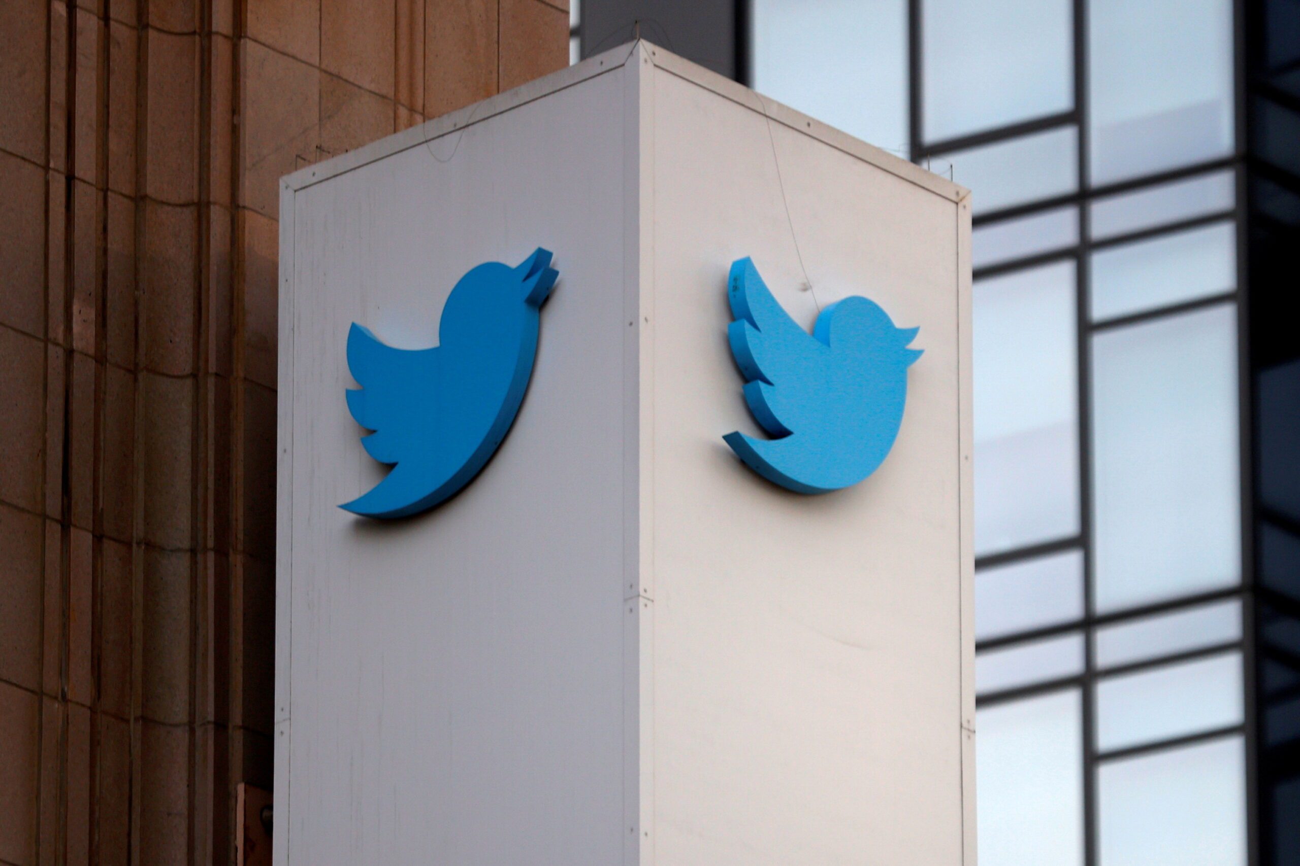 FILE PHOTO: A Twitter logo is seen outside the company headquarters in San Francisco, California, U.S., January 11, 2021. REUTERS/Stephen Lam